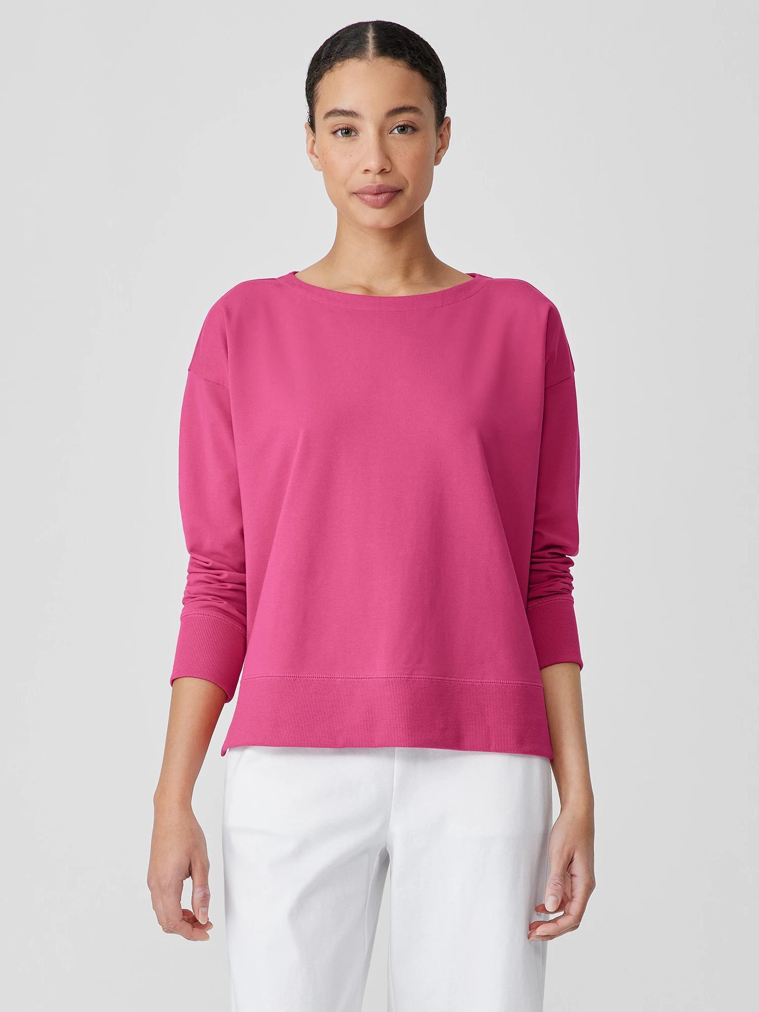 EILEEN FISHER Pima Cotton Stretch Jersey Bateau Neck Topfemale Product Image