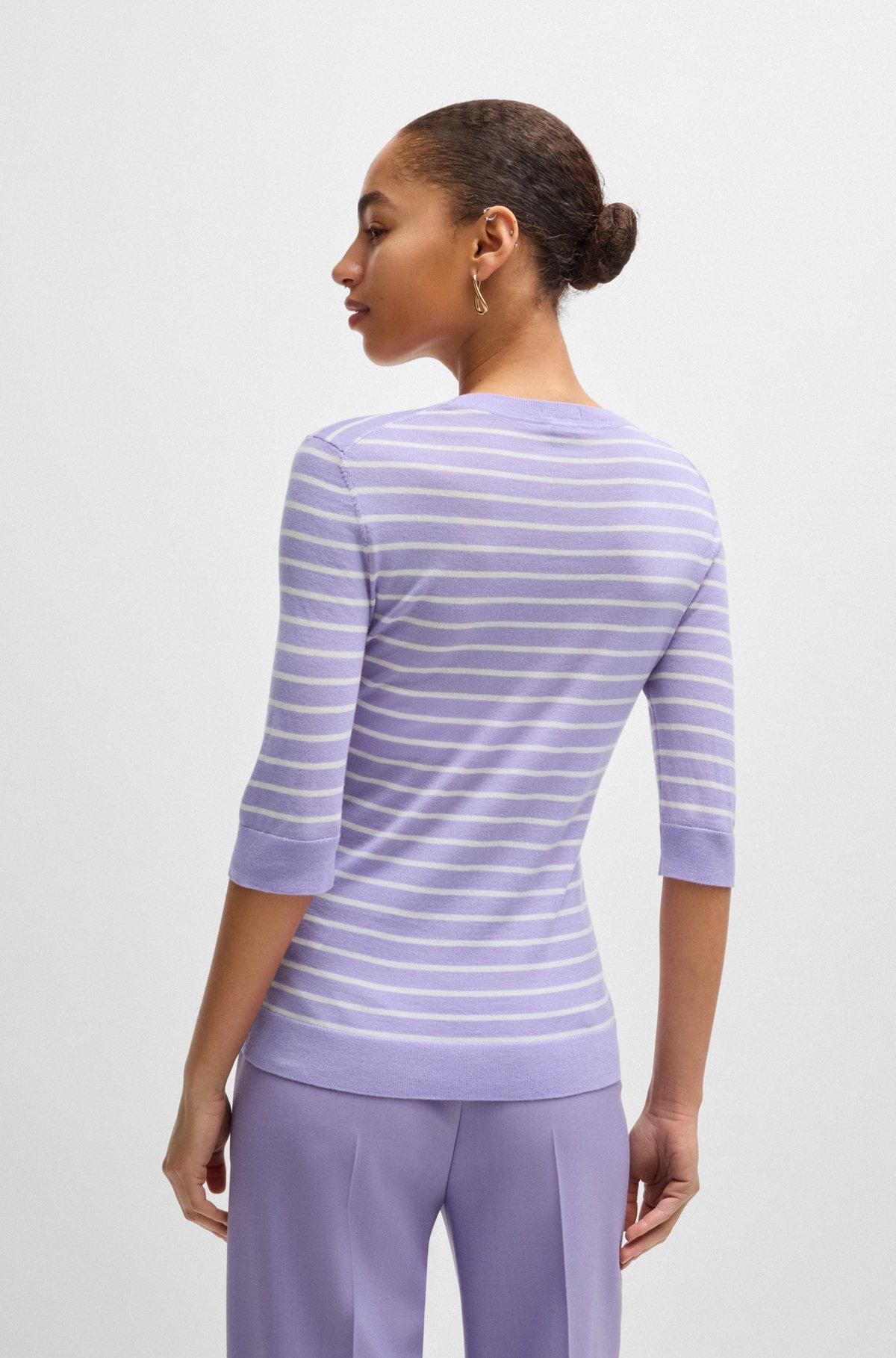 Merino-wool sweater with breton stripes Product Image