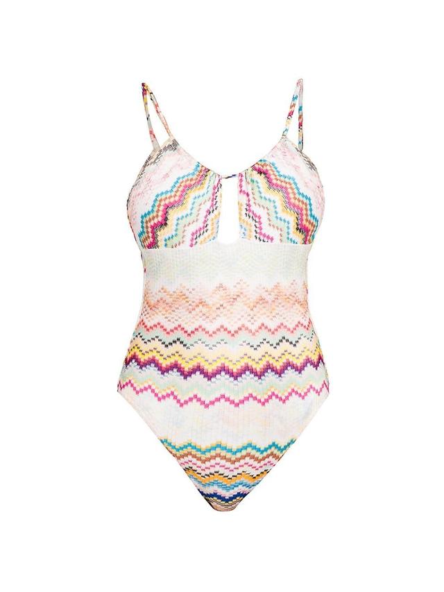 Womens Chevron Cut-Out One-Piece Swimsuit Product Image