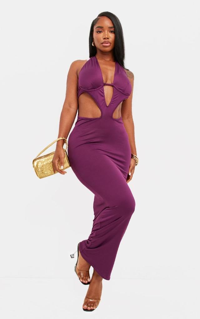 Shape Dark Purple Bralet Detail Cut Out Front Maxi Dress Product Image