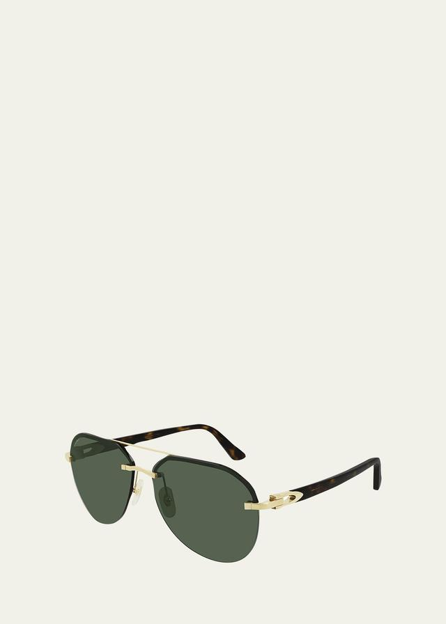 Cartier Men's Metal Double-Bridge Aviator Sunglasses - GOLD Product Image