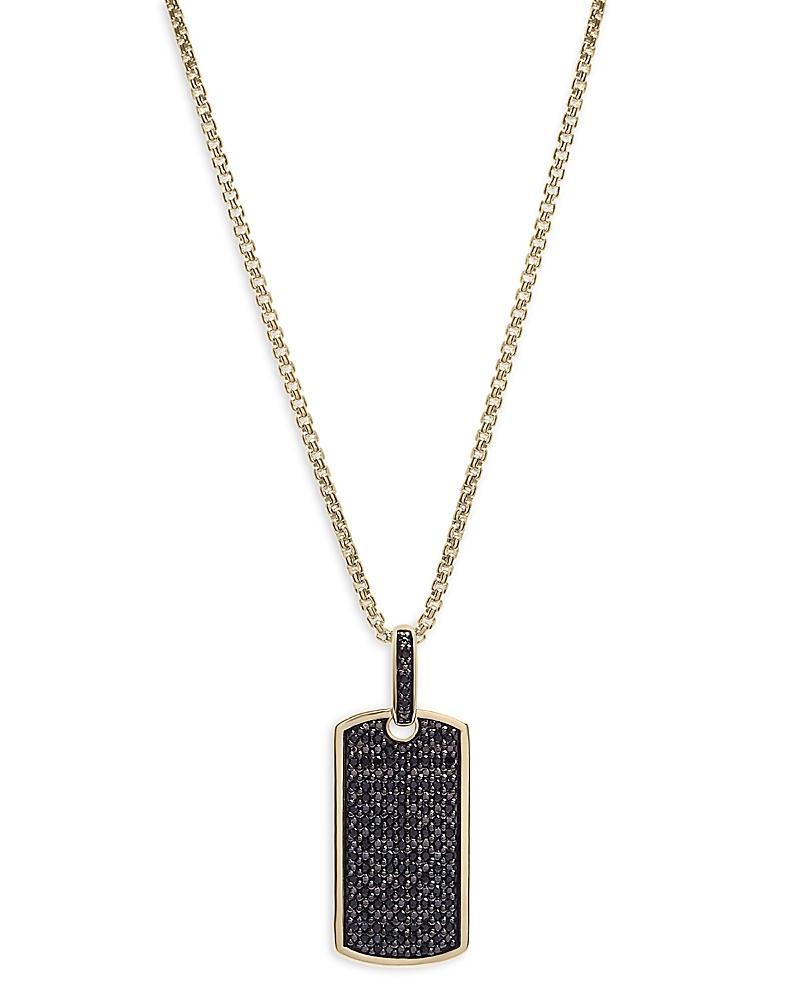 Bloomingdales Fine Collection Mens Black Diamond Dog Tag Pendant Necklace in 14K Yellow Gold, 0.50 ct. t. w. - Exclusive Product Image