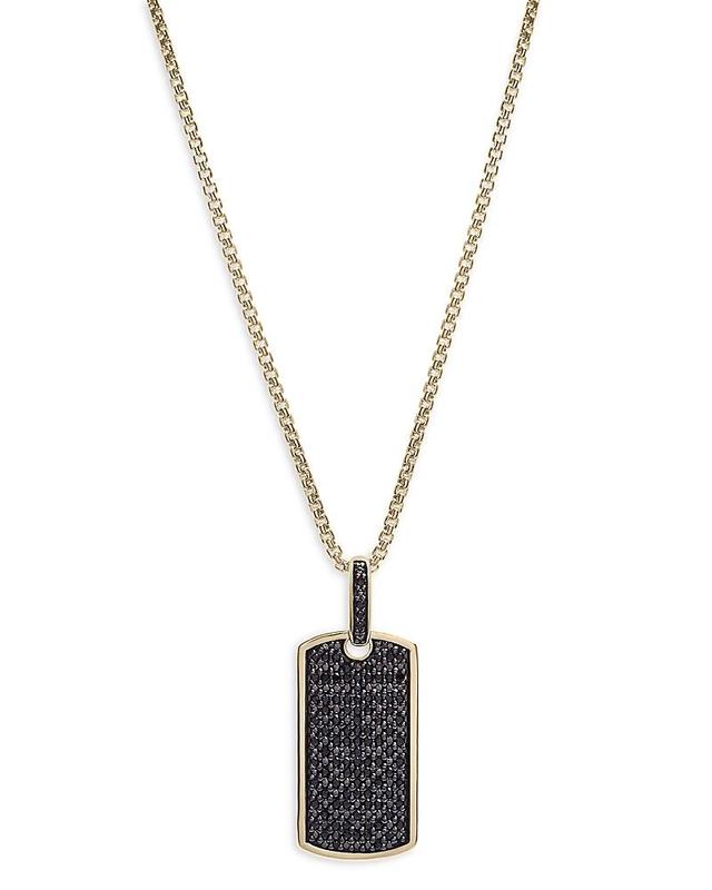 Bloomingdales Mens Black Diamond Dog Tag Pendant Necklace in 14K Yellow Gold, 0.50 ct. t.w. - 100% Exclusive Product Image