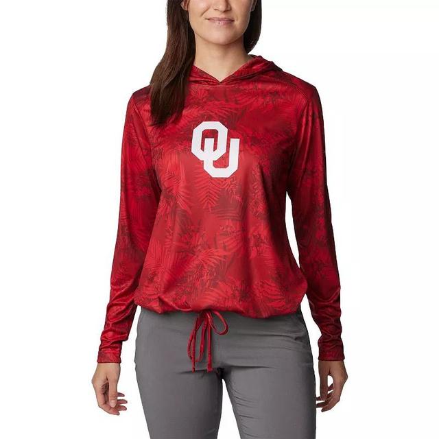 Womens Columbia Crimson Oklahoma Sooners Summerdry Printed Long Sleeve Hoodie T-Shirt Product Image