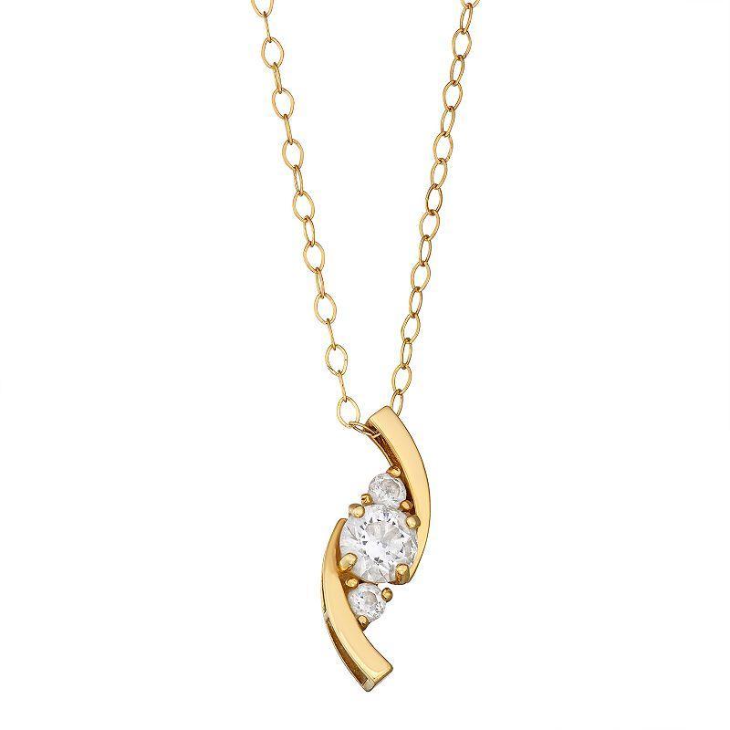 Taylor Grace 10k Gold Cubic Zirconia Bypass Pendant Necklace, Womens Product Image