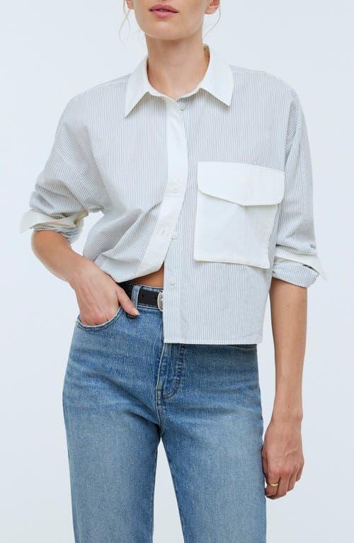 Madewell Flap-Pocket Crop Button-Up Shirt in Poplin (Lagoon) Women's Clothing Product Image