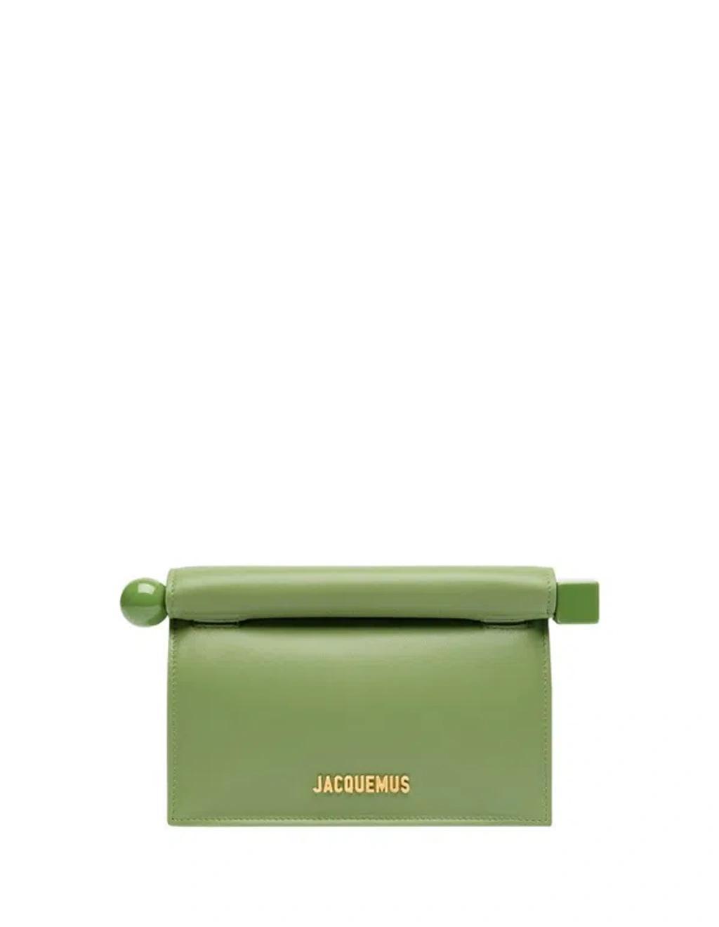 JACQUEMUS La Petite Pochette Rond Leather Clutch In Green Product Image