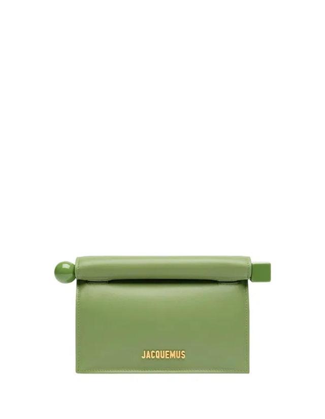 JACQUEMUS La Petite Pochette Rond Leather Clutch In Green Product Image