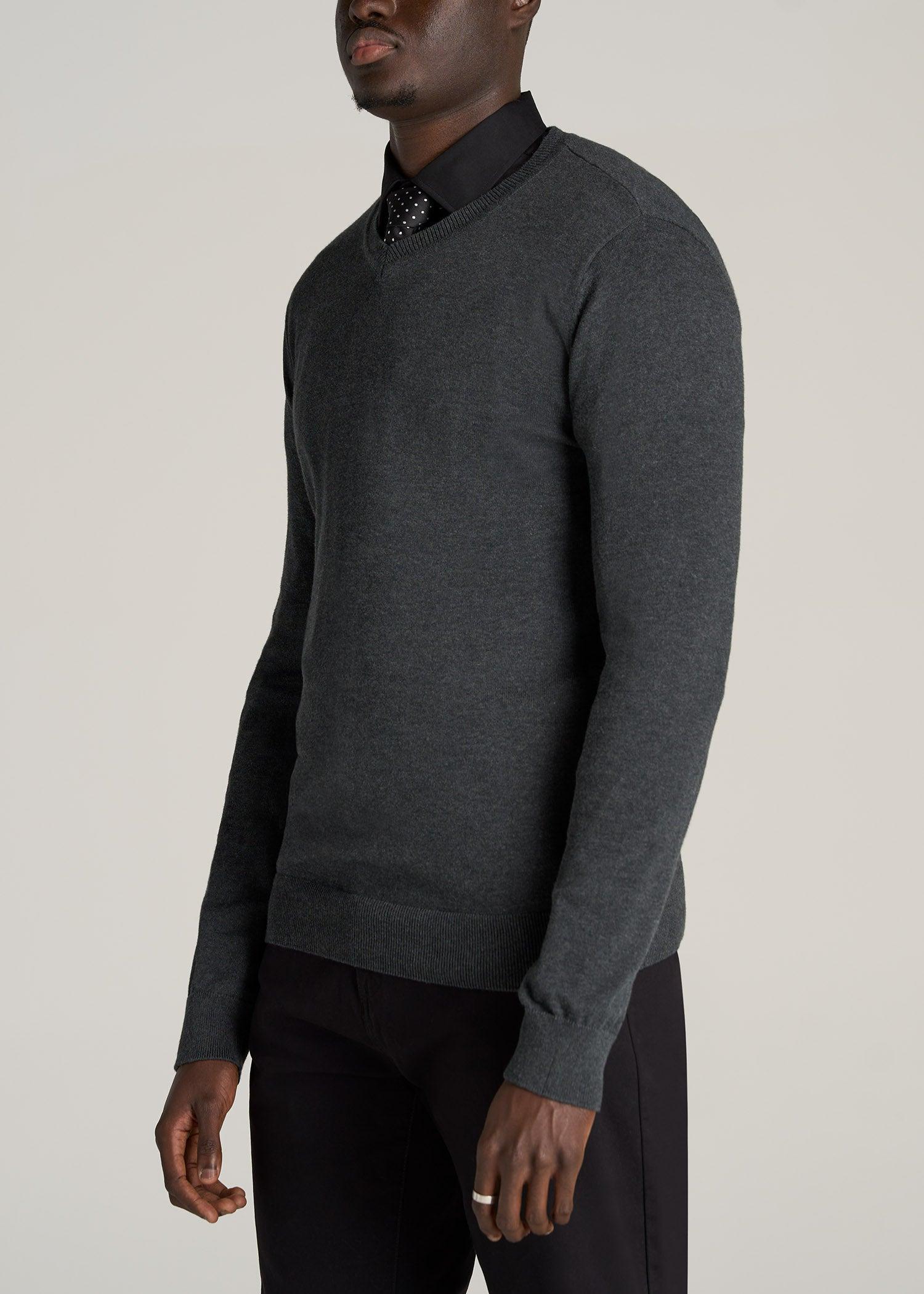 Everyday V-Neck Tall Men's Sweater in Charcoal Mix Male Product Image