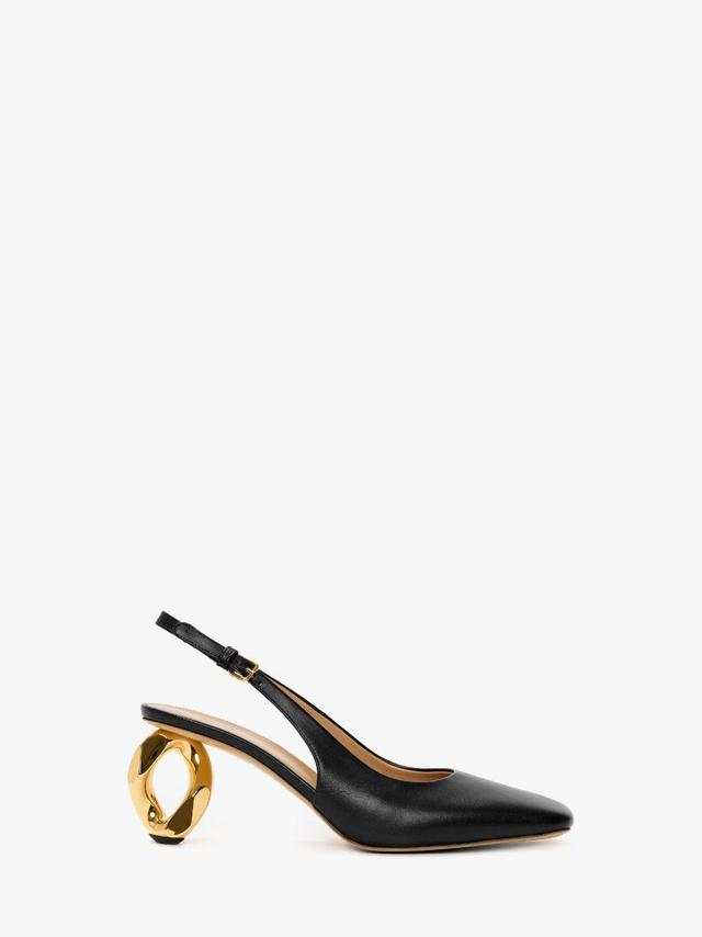 SQUARE TOE CHAIN HEEL SLINGBACK PUMPS in black | JW Anderson US  Product Image