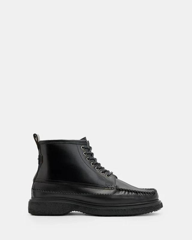 ALLSAINTS Gibbs Moccasin Leather Boots In Black Product Image