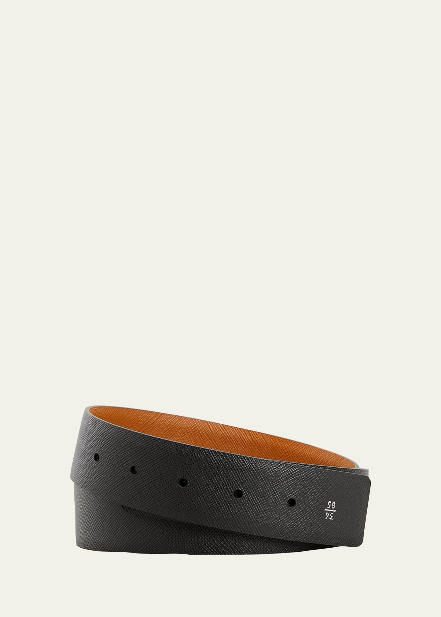 Mens Saffiano Leather Belt Strap Product Image