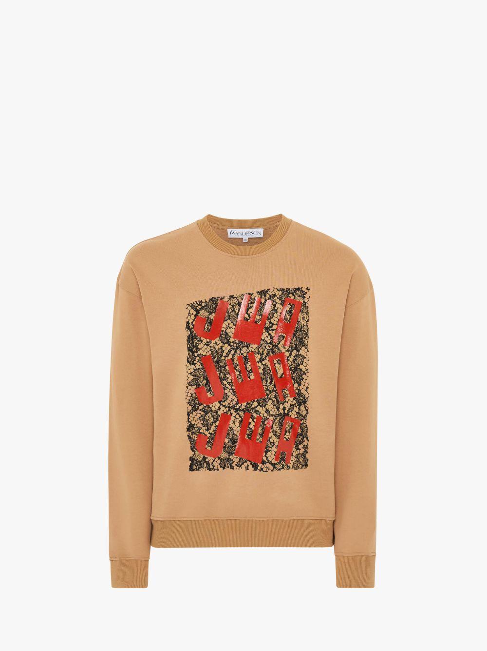 SWEATSHIRT WITH PRINTED LACE FRONTPANEL in neutrals | JW Anderson US  Product Image