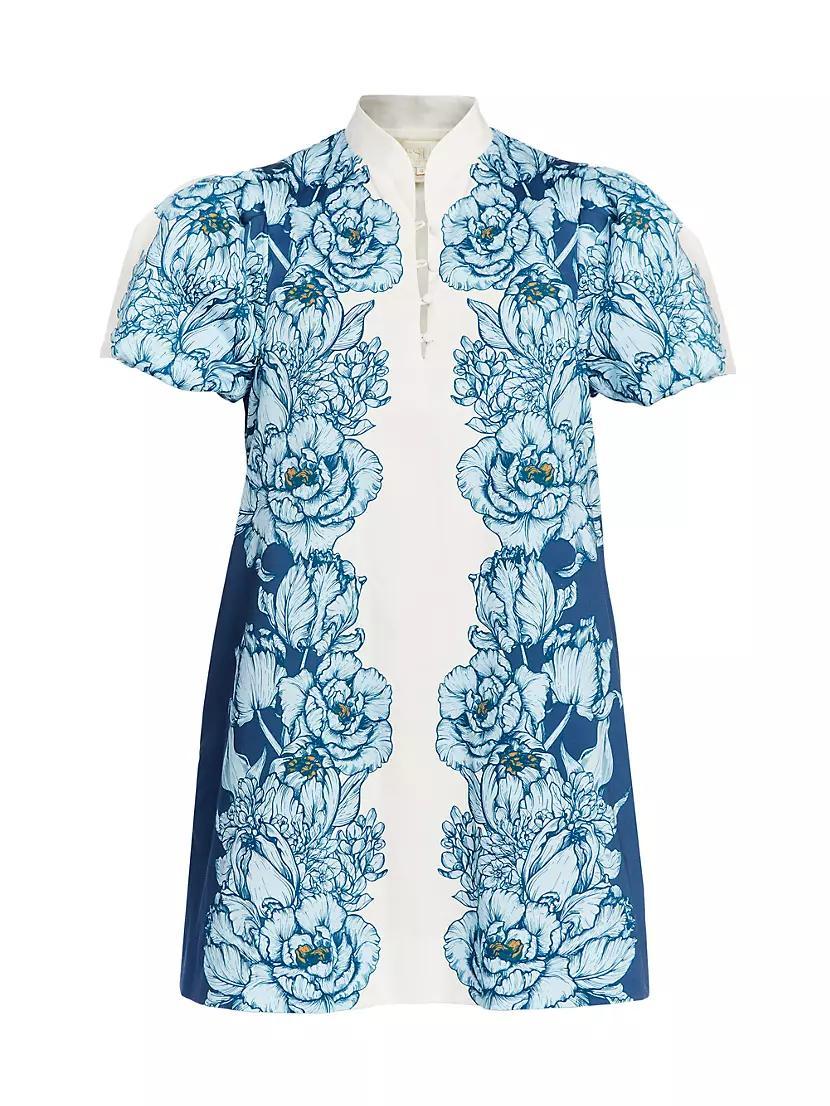 Elliana Floral Linen-Cotton Minidress Product Image