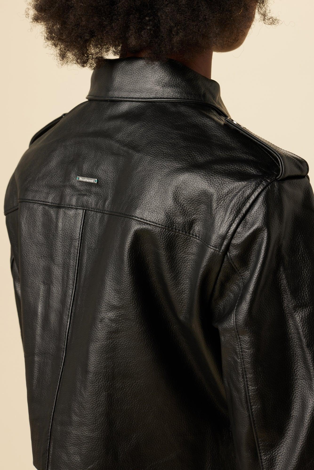 Deadwood Bella Cropped Leather Jacket - Black Product Image