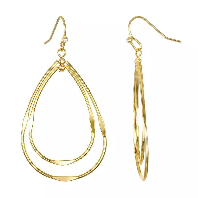 Emberly Gold Tone Open Textured Double Drop Fishhook Earrings, Womens, None Product Image