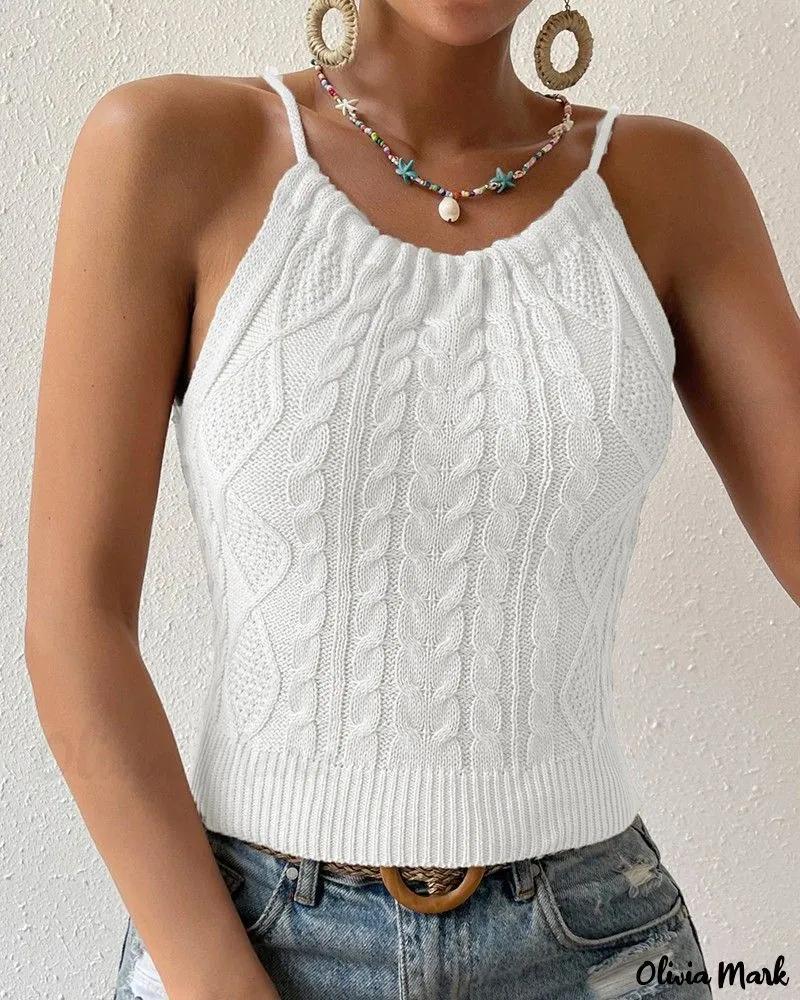 Olivia Mark – Womens Textured Tank Top with Drawstring Spaghetti Straps and Backless Design product image