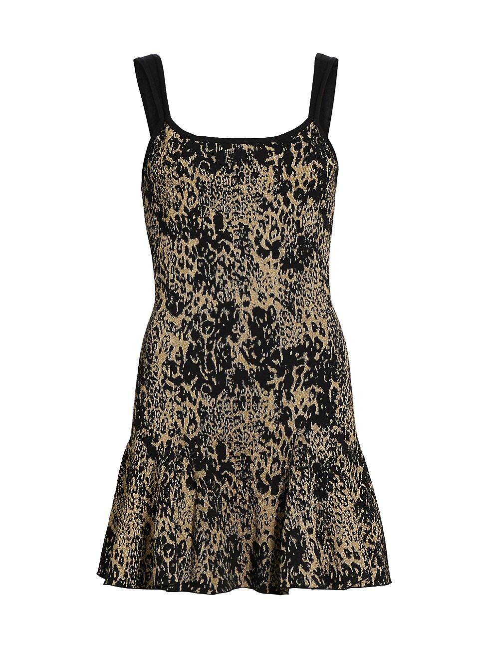 Womens Lidia Leopard Metallic Knit Scoopneck Minidress Product Image