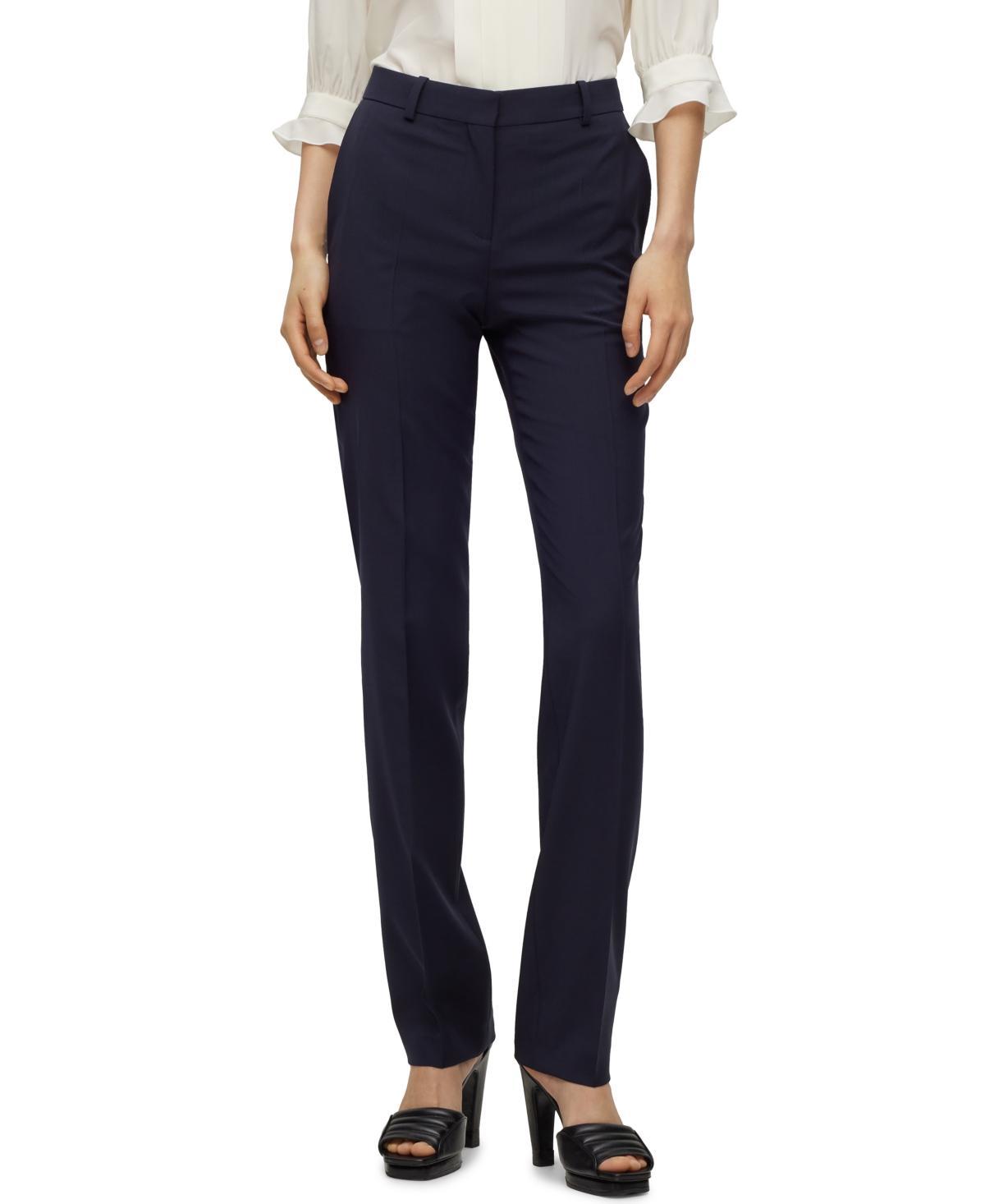 Boss by Hugo Boss Womens Wool Regular-Fit High-Rise Pants Product Image