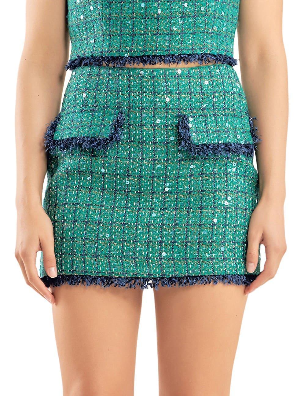 Womens Fringed Tweed Mini Skirt product image