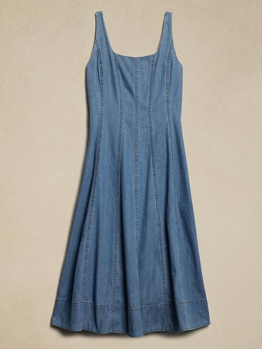 Denim Seamed Midi Dress Product Image