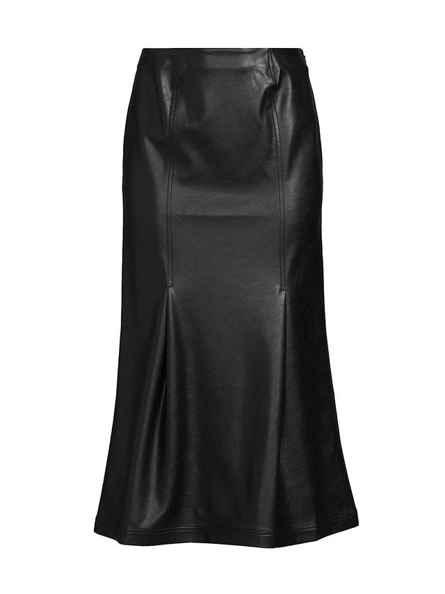 Womens Vegan Leather Trumpet Maxi Skirt Product Image