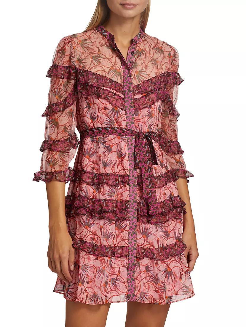 Tasha Silk Floral Ruffled Minidress Product Image