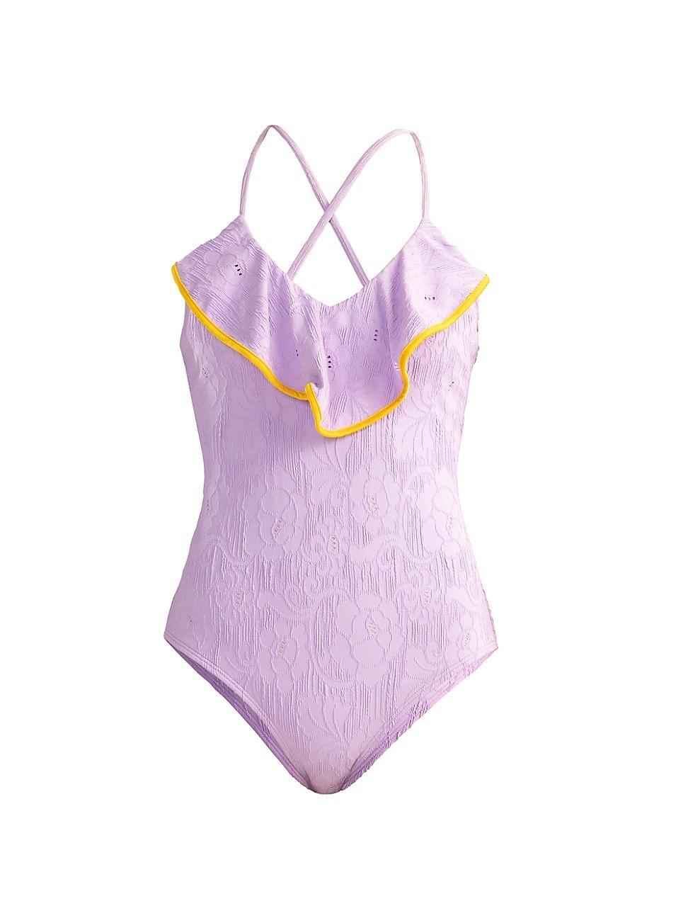 Womens Floral Flounce One-Piece Swimsuit Product Image