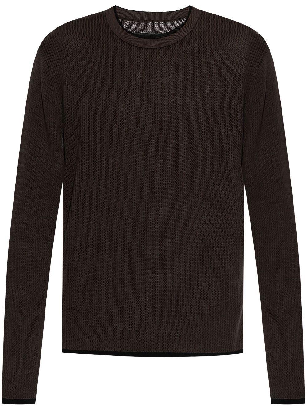 Crew-neck Ribbed Jumper In Brown Product Image