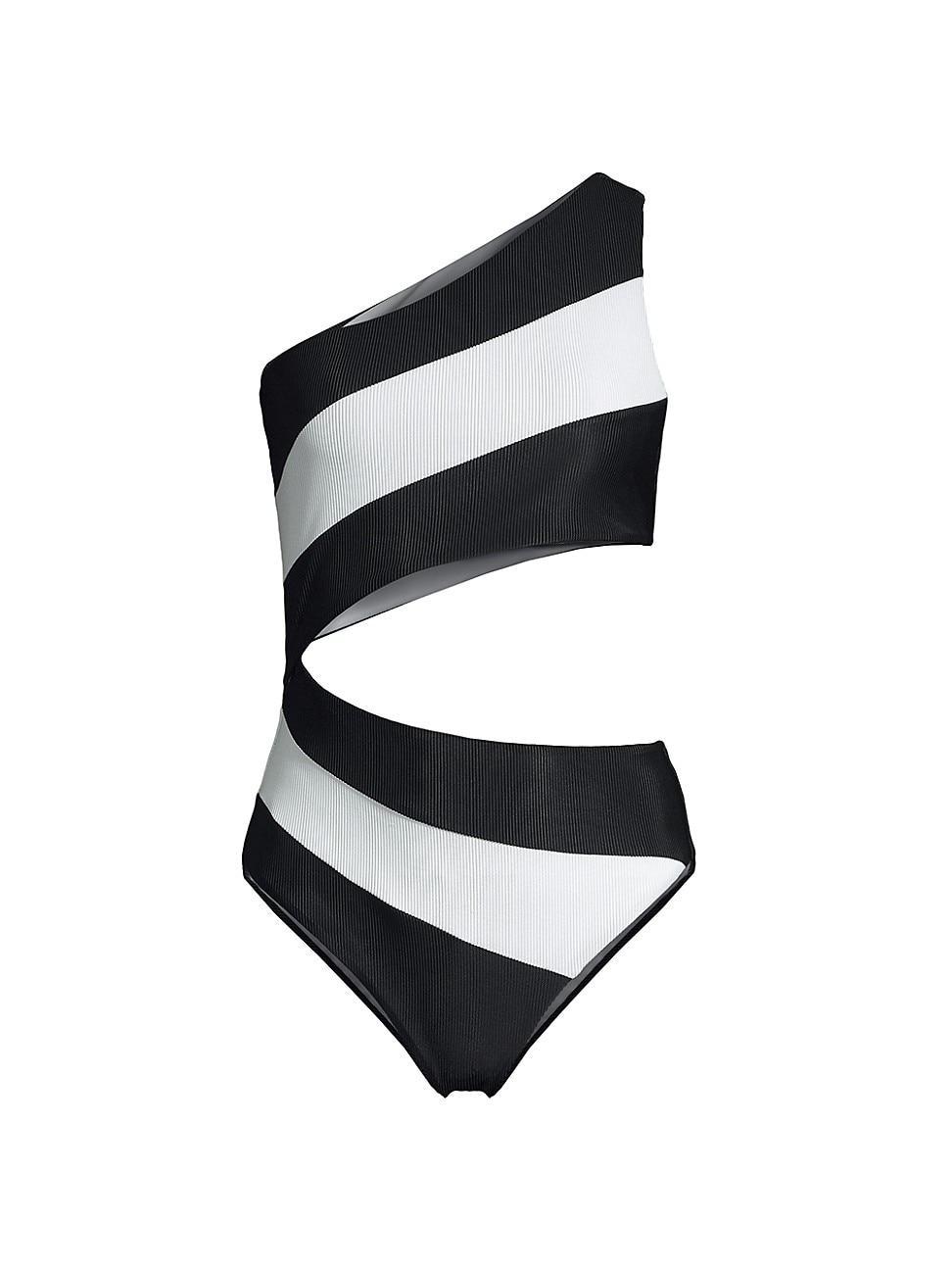 BEACH RIOT Joyce One Piece Swimsuit in Black,White. Product Image