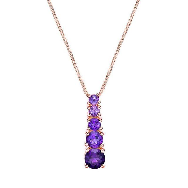 Gemminded 18k Rose Gold Over Sterling Silver Amethyst Pendant Necklace, Womens Purple Product Image