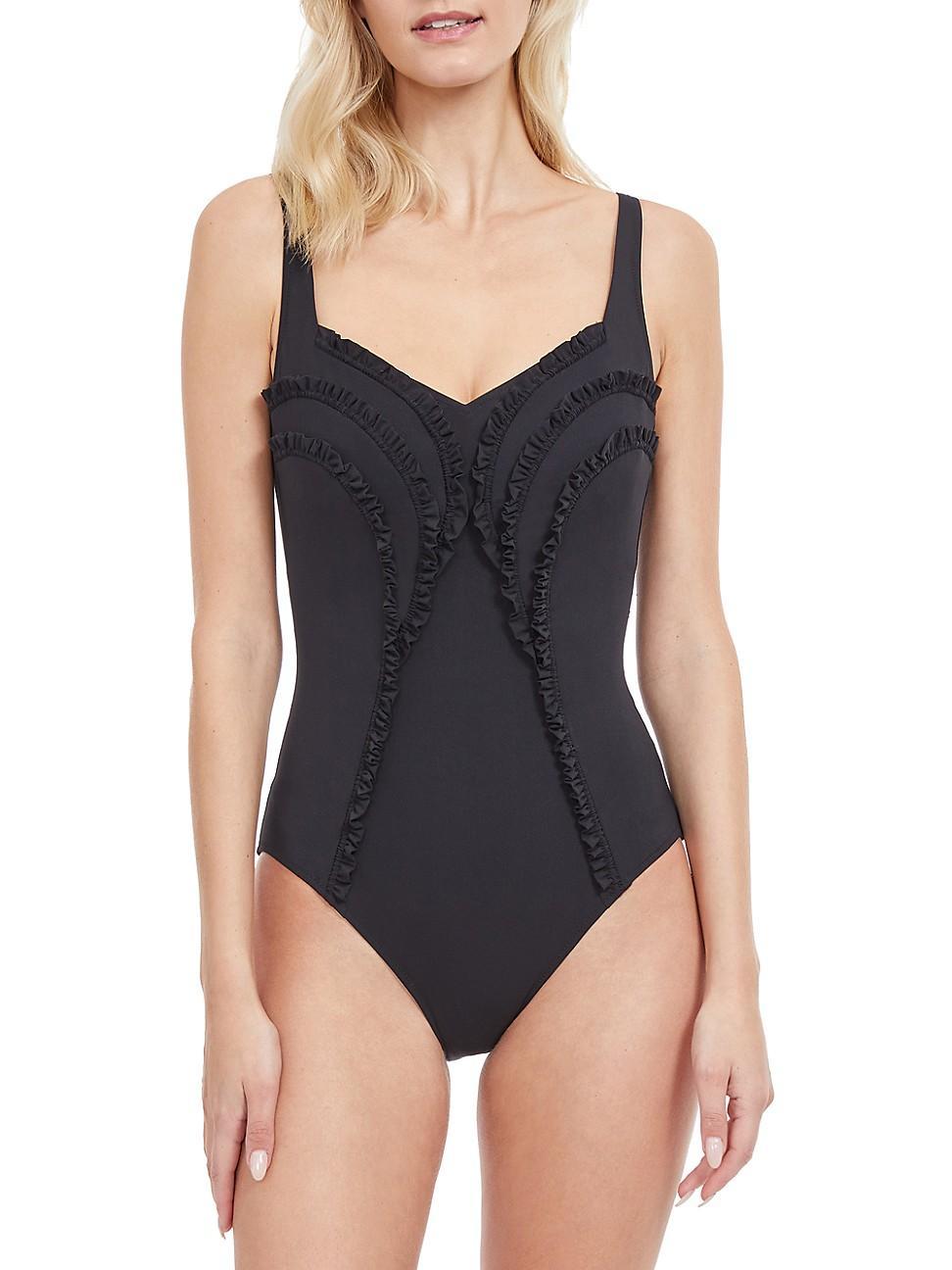 Womens Queen Of Paradise Ruffled One-Piece Swimsuit Product Image