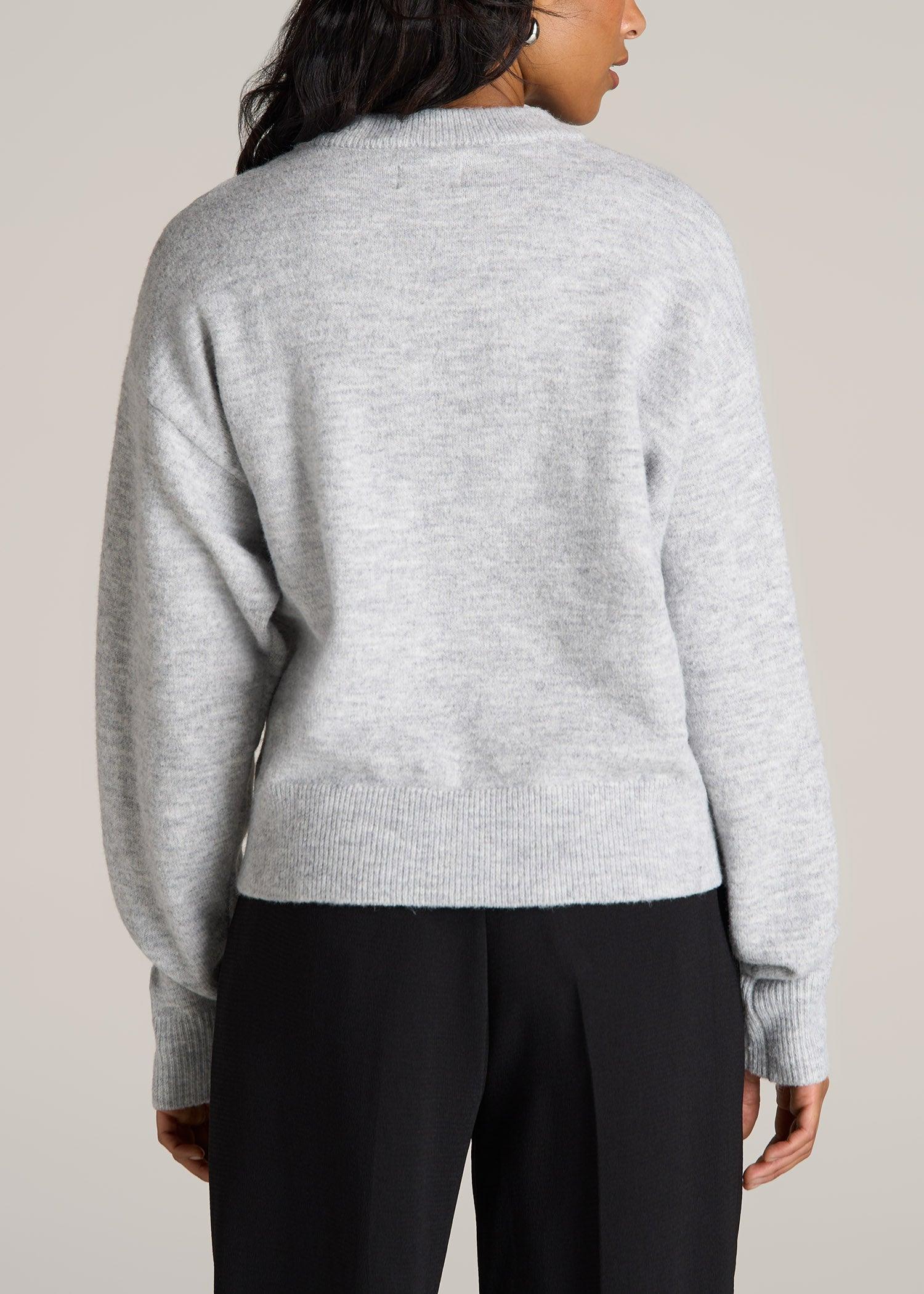 Relaxed Crewneck Wool Blend Tall Women's Sweater in Grey Mix Product Image