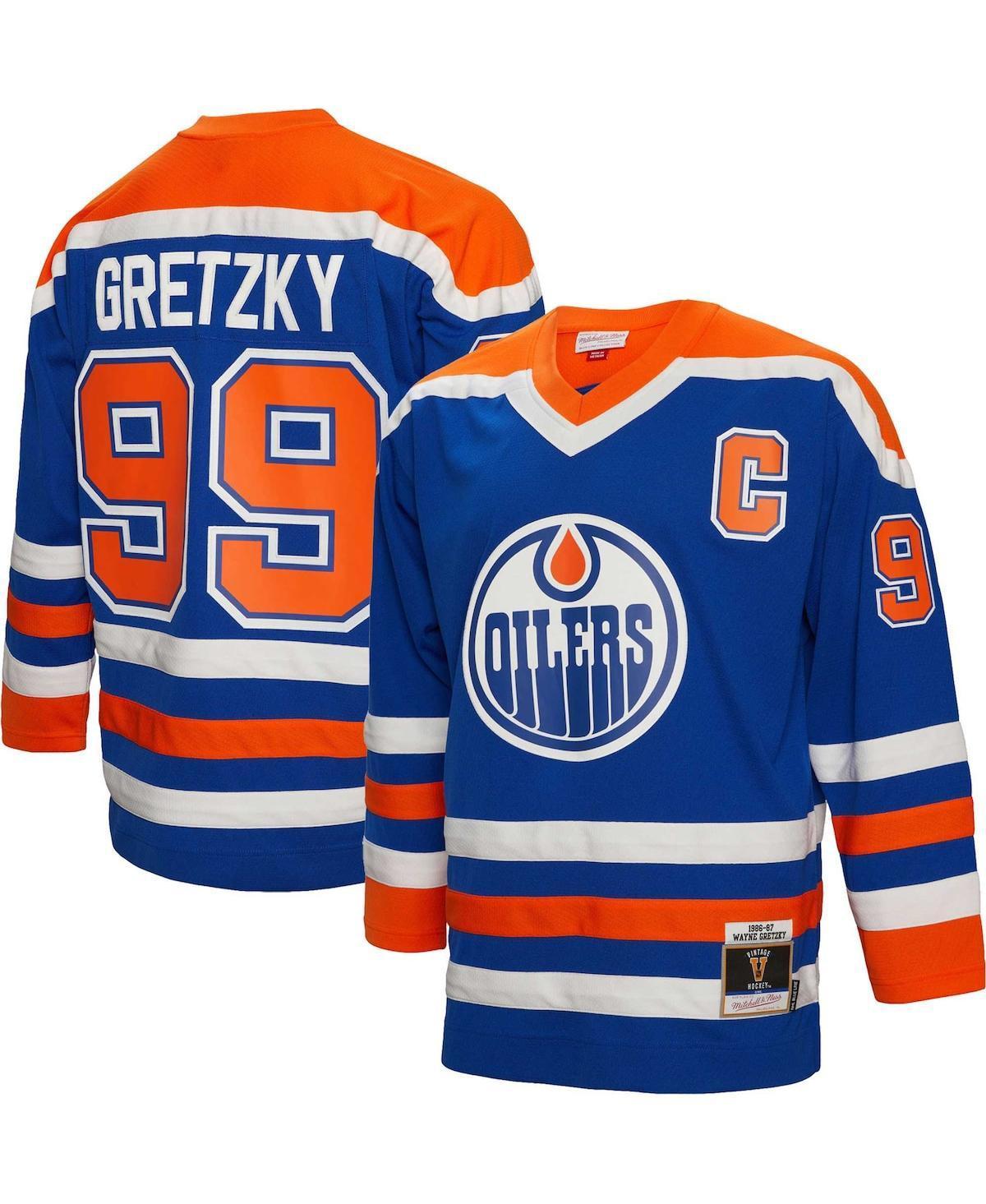 Mens Mitchell & Ness Wayne Gretzky Royal Edmonton Oilers Big and Tall 1986 Captain Patch Blue Line Player Jersey - Royal Product Image