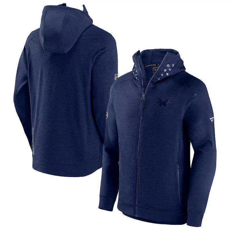 Mens Fanatics Branded Heather Columbus Blue Jackets Authentic Pro Road Tech Full-Zip Hoodie Jacket Product Image