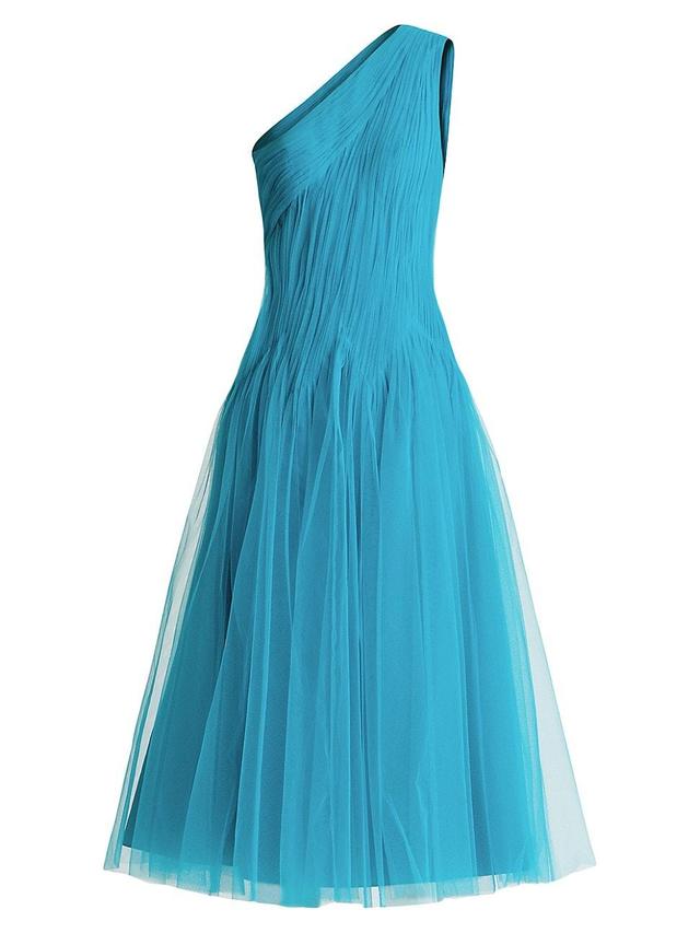 Womens One-Shoulder Tulle Midi-Dress Product Image