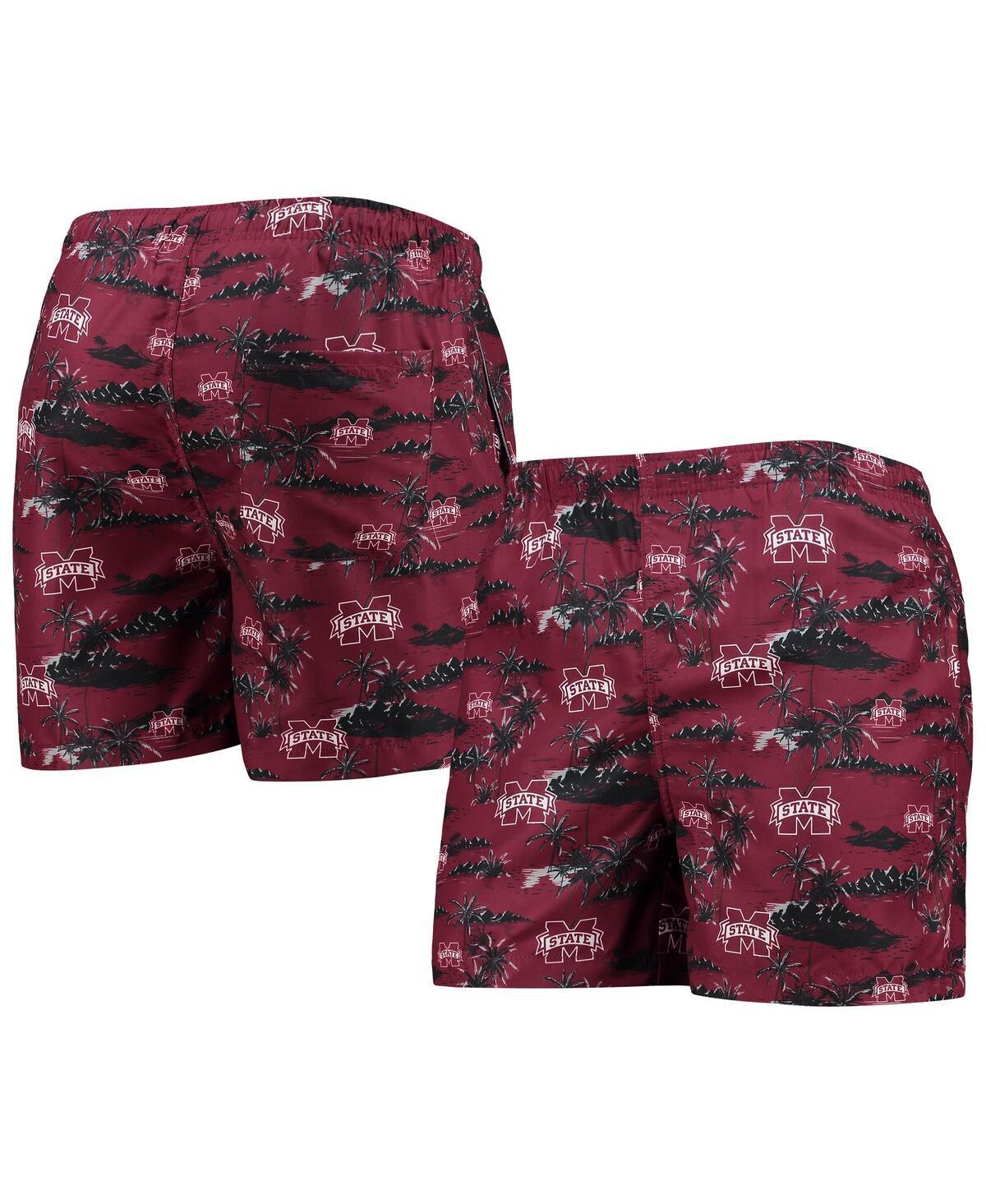 Mens FOCO Maroon Mississippi State Bulldogs Island Palm Swim Trunks Product Image