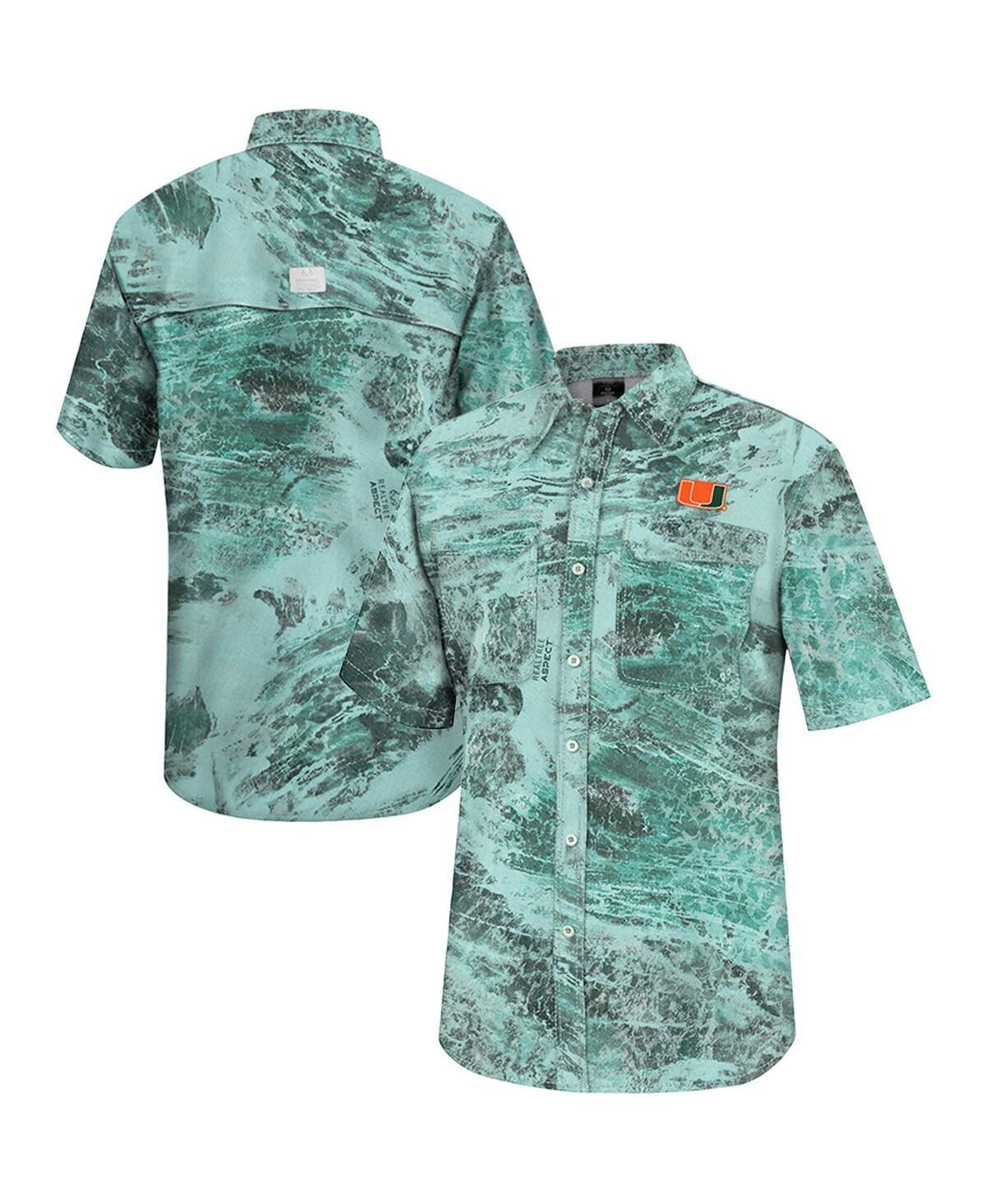 Mens Colosseum Green Miami Hurricanes Realtree Aspect Charter Full-Button Fishing Shirt Product Image