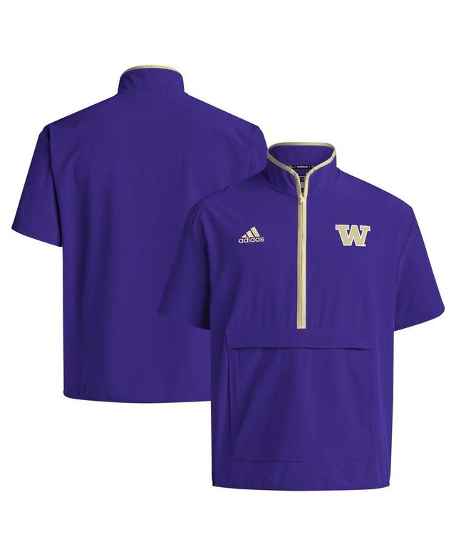 Mens adidas Washington Huskies Coaches Sideline Half-Zip Short Sleeve Jacket Product Image