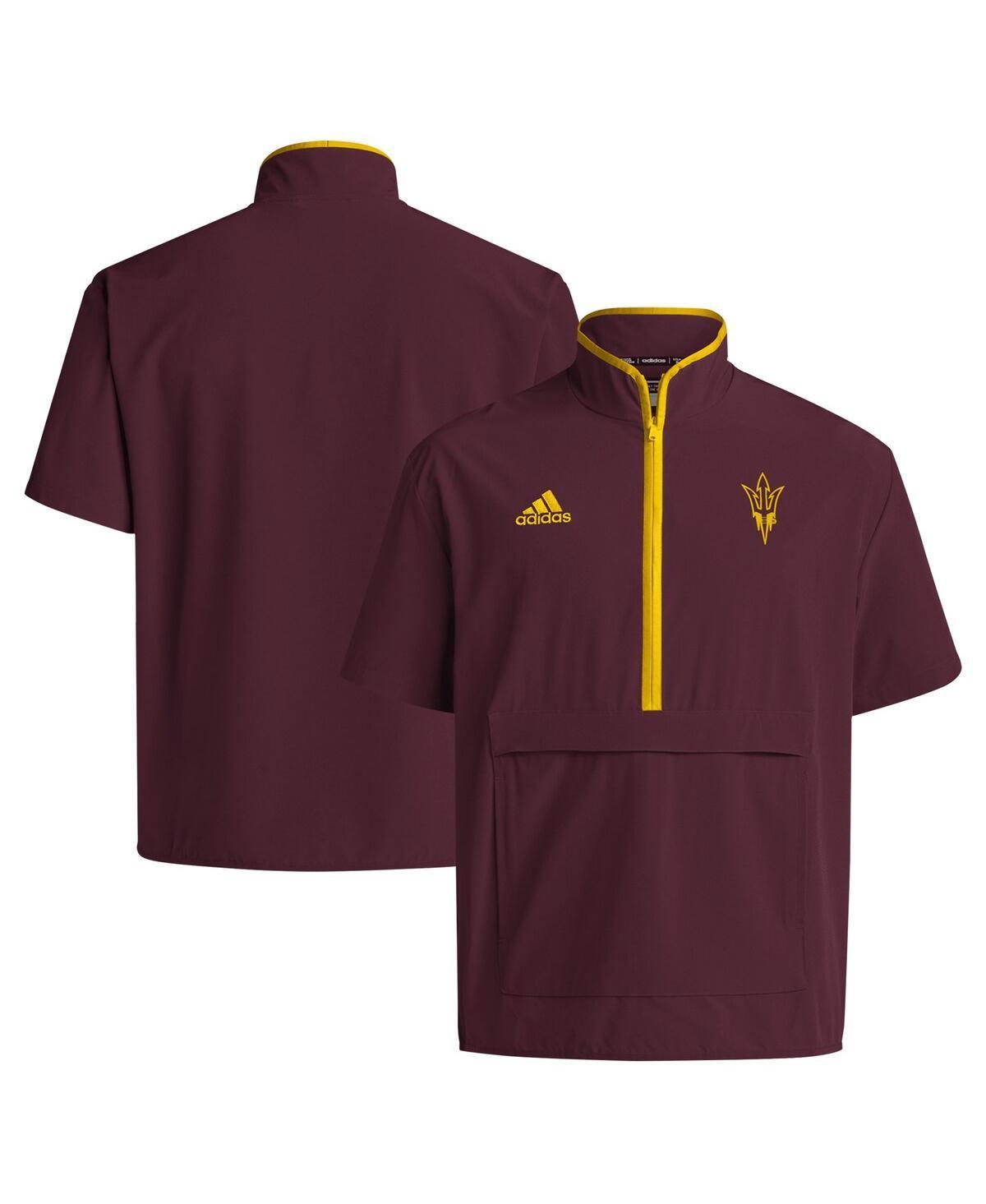 Adidas Mens Maroon Arizona State Sun Devils Coaches Sideline Half-Zip Short Sleeve Jacket Product Image