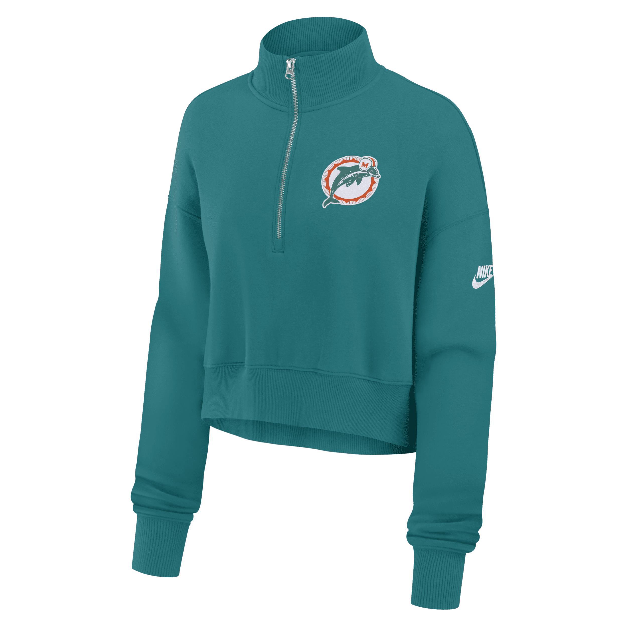 Miami Dolphins Rewind Phoenix Nike Womens NFL Cropped 1/4-Zip Crew Product Image