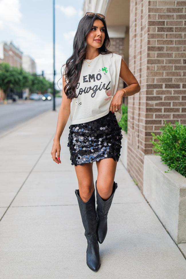 Emo Cowgirl Faded Cream Muscle Graphic Tee Product Image