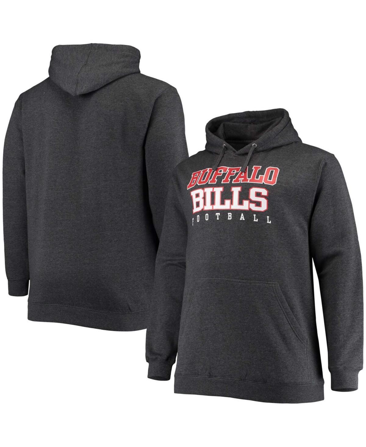 Mens Big and Tall Heathered Charcoal Buffalo Bills Practice Pullover Hoodie Product Image