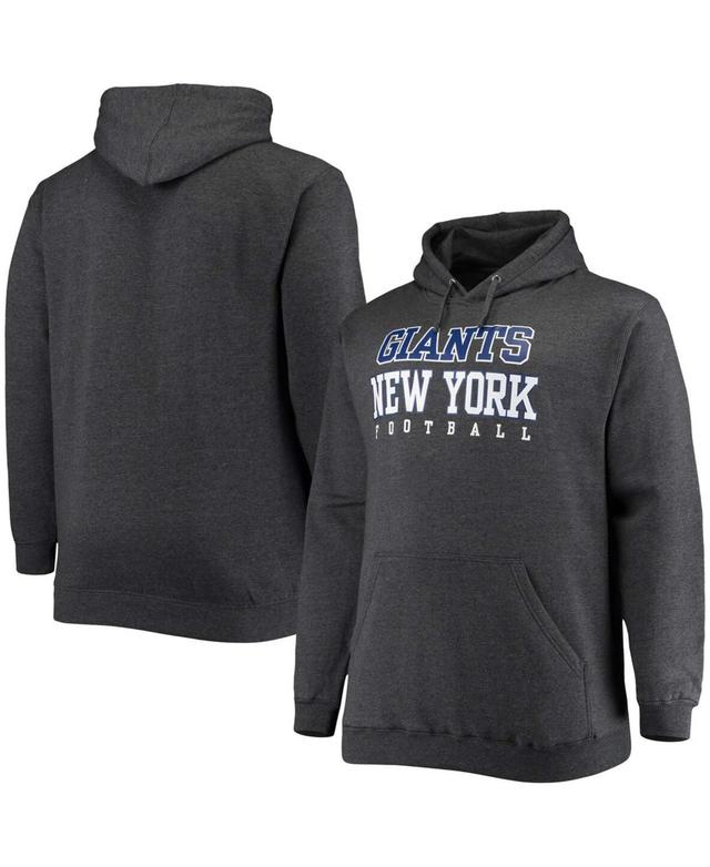 Mens Big and Tall Heathered Charcoal New York Giants Practice Pullover Hoodie Product Image