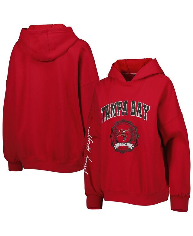 Womens Tommy Hilfiger Red Tampa Bay Buccaneers Becca Drop Shoulder Pullover Hoodie Product Image