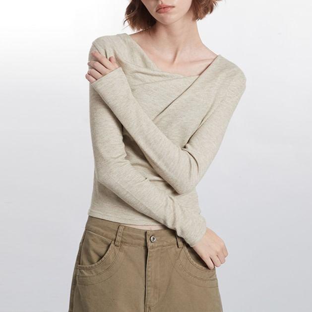 Long Sleeve Cowl Neck Plain Top Product Image