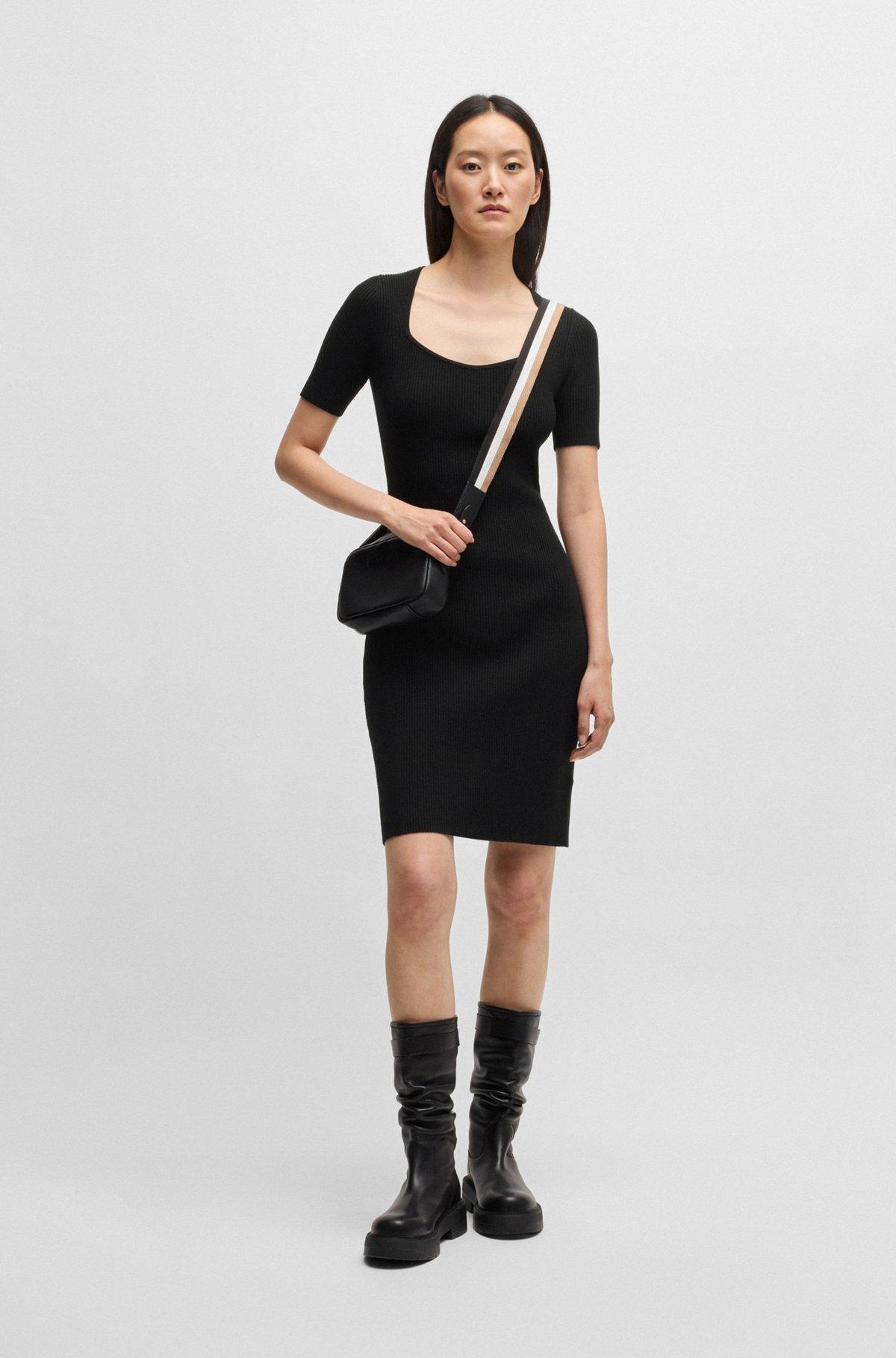 Slim-fit dress in ribbed stretch fabric Product Image