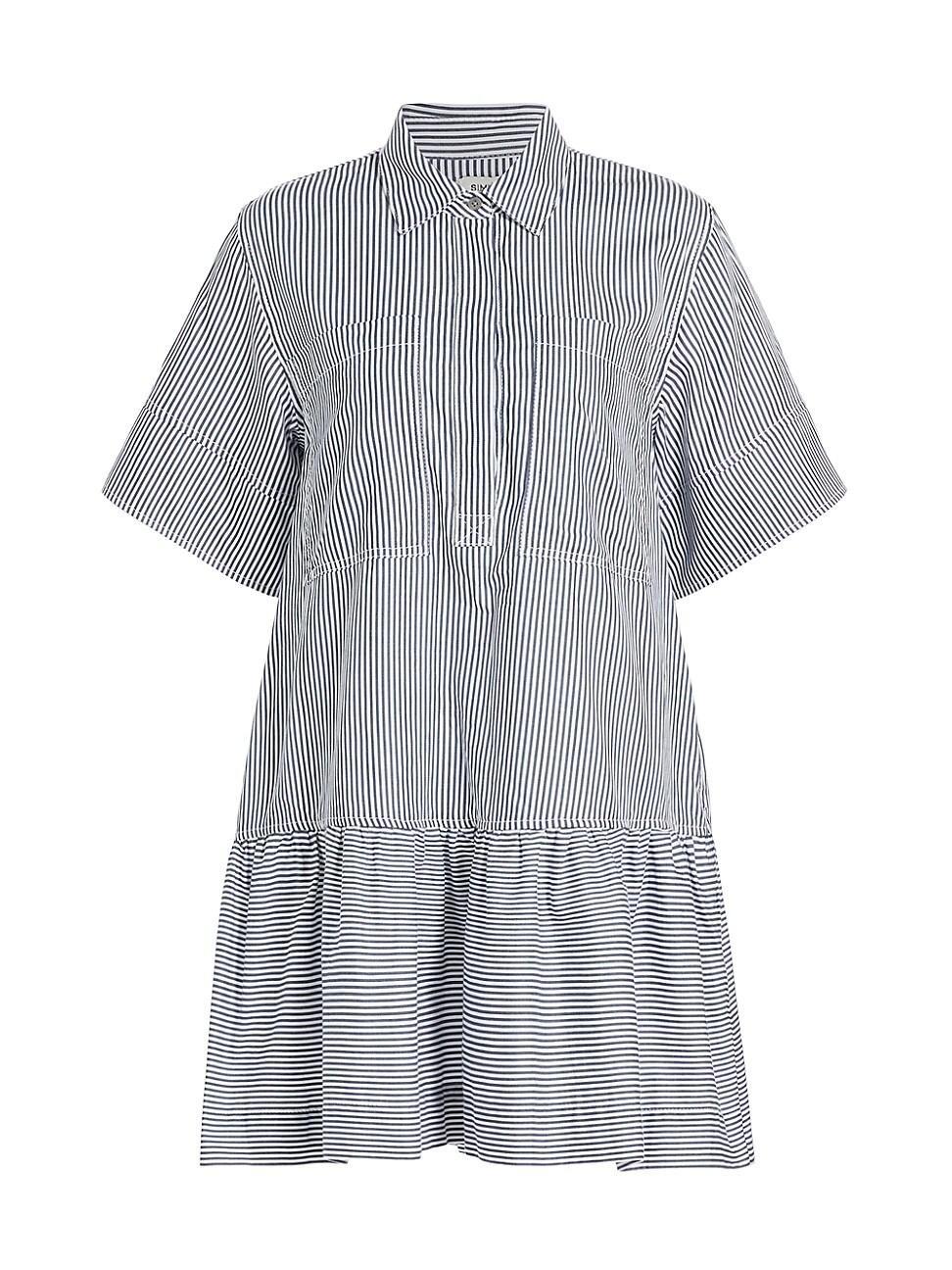 Womens Cris Striped Short-Sleeve Cotton Minidress Product Image