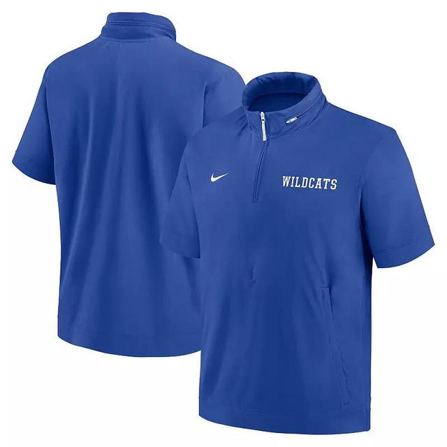 Mens Nike Royal Kentucky Wildcats 2024 Sideline Coach Short Sleeve Half-Zip Hoodie Jacket Product Image