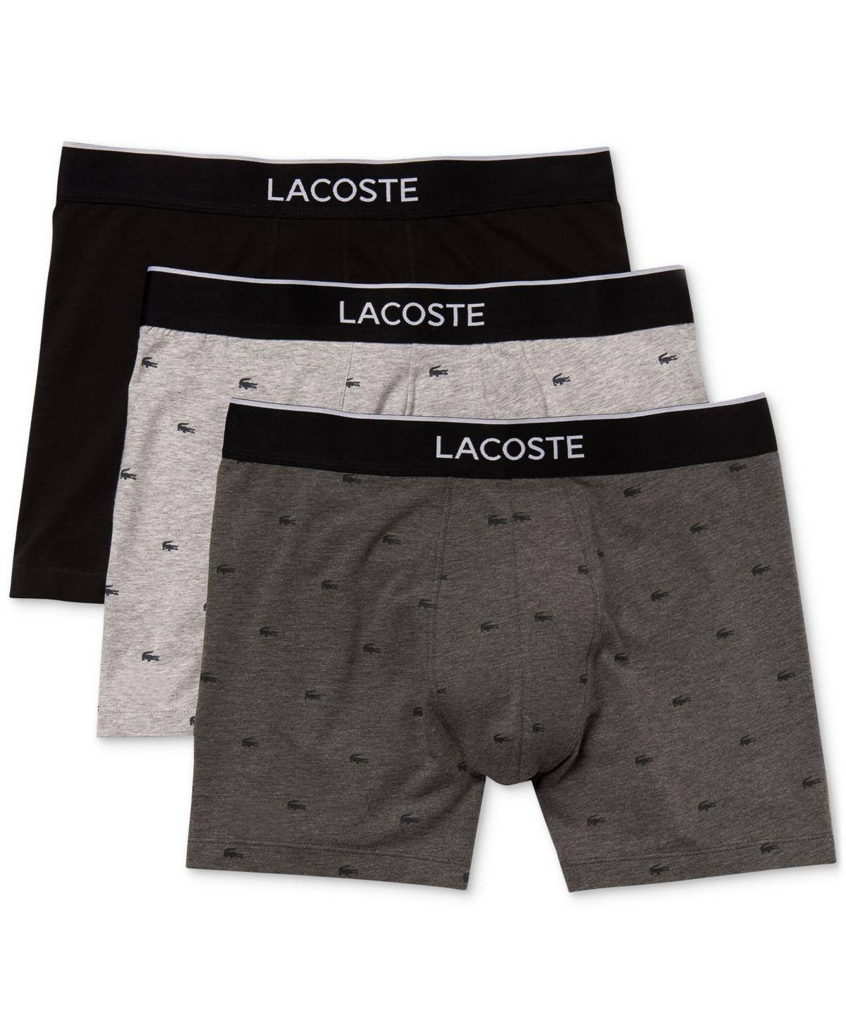 Lacoste Mens 3pk. Regular-Fit Stretch Mini-Croc Boxer Briefs Product Image